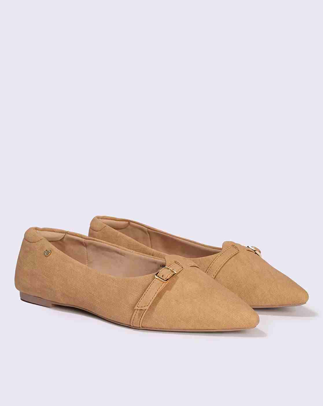 Women Pointed Ballerinas with Buckle Accent