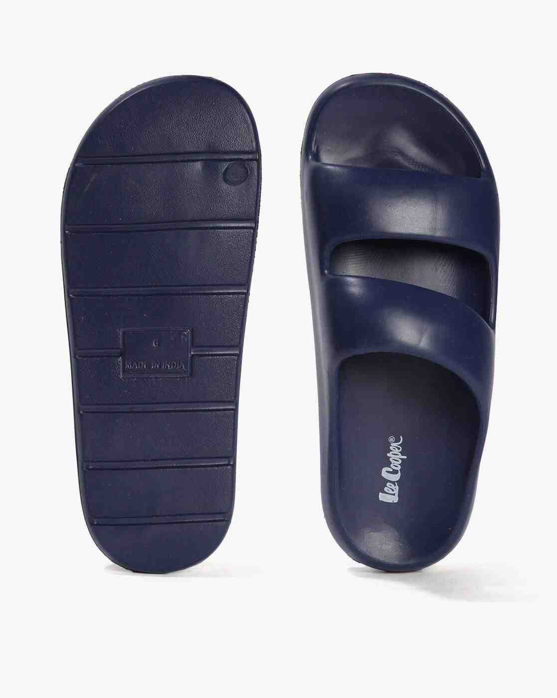 Lee Cooper | Men Brand Print Double-Strap Slides|2