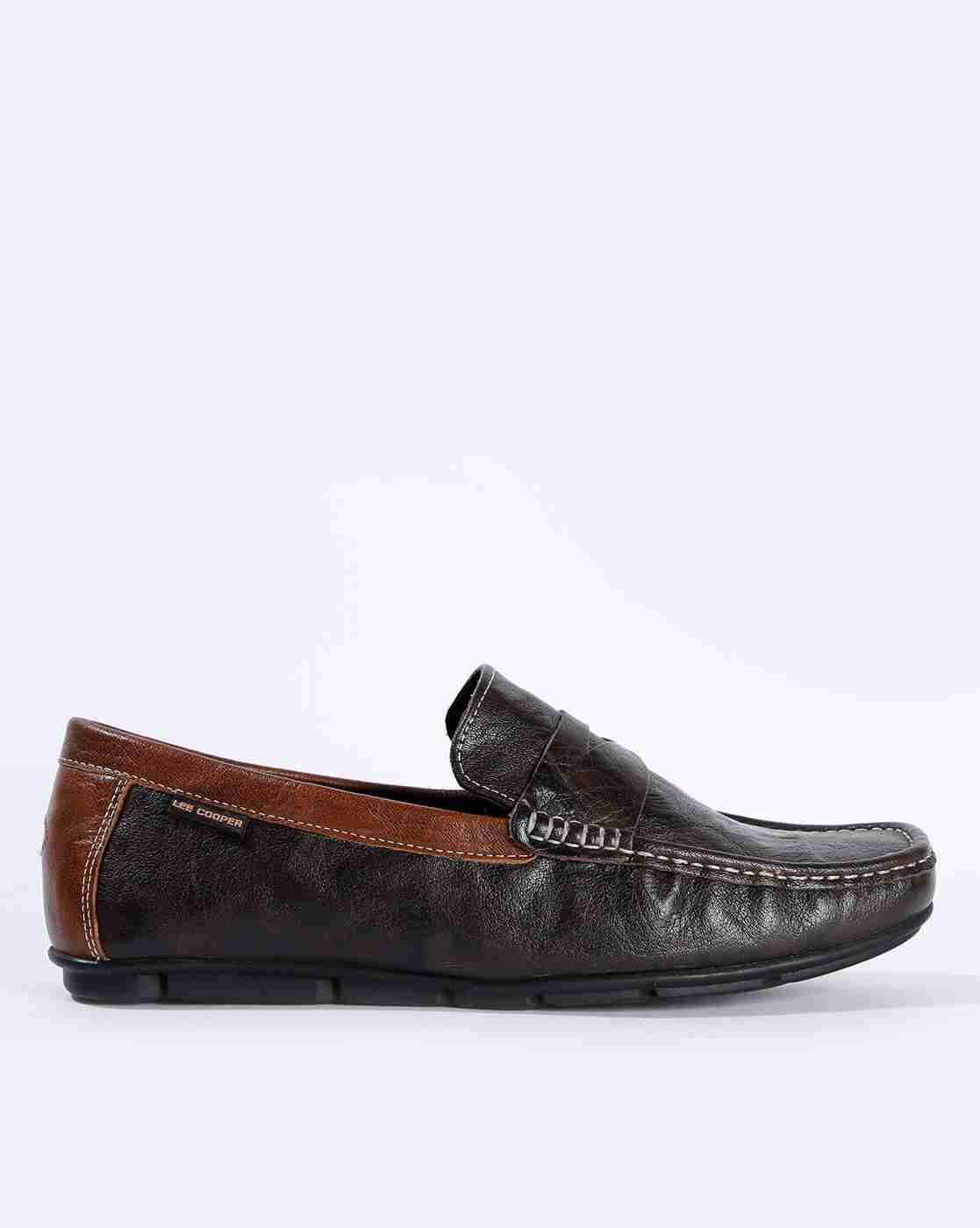 Textured Leather Penny Loafers