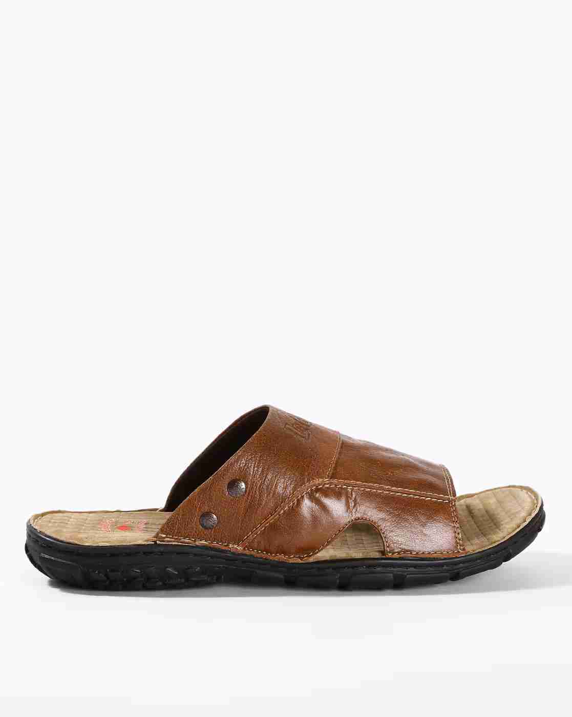 Lee Cooper | Textured Genuine Leather Slip-On Sandals|0