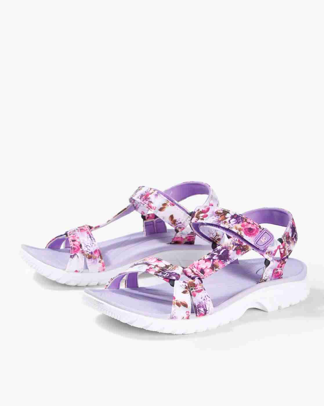 Floral Print Strappy Platform Sandals