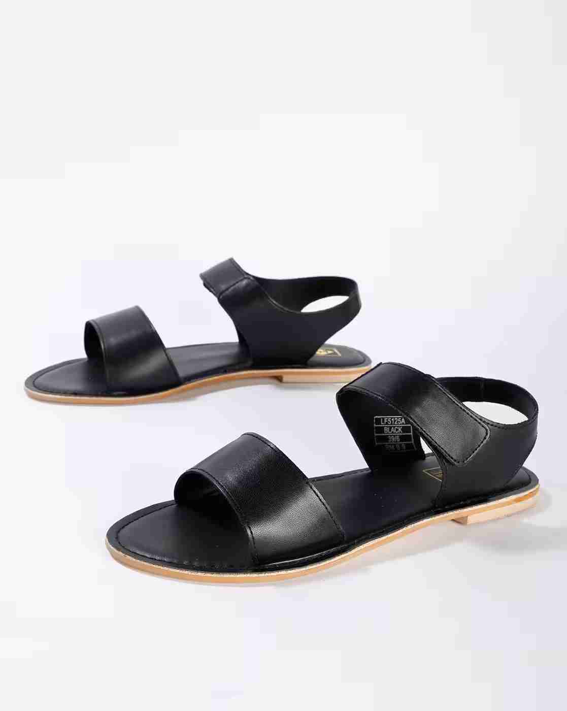 Strappy Flat Sandals with Velcro Fastening