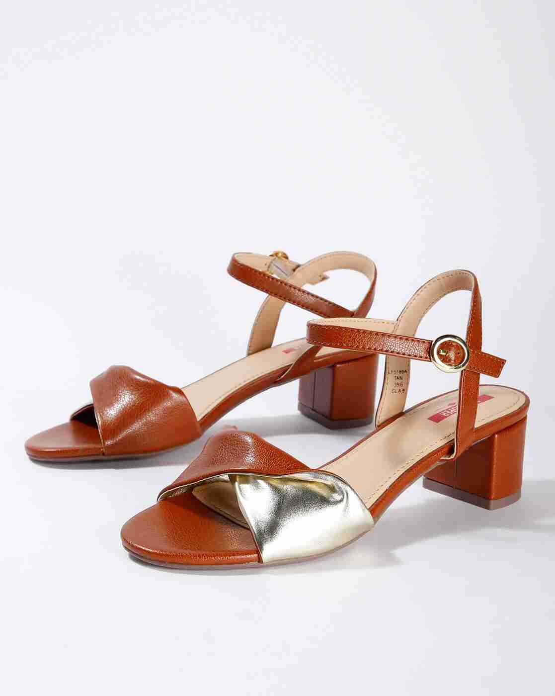 Twisted Strap Chunky-Heeled Sandals