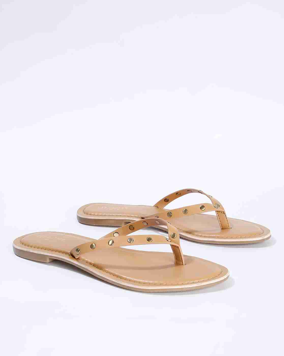 Thong-Strap Flat Sandals with Rivets