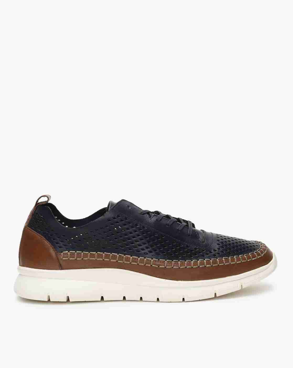 Lee Cooper | Panelled Lace-Up Casual Shoes with Perforations|0