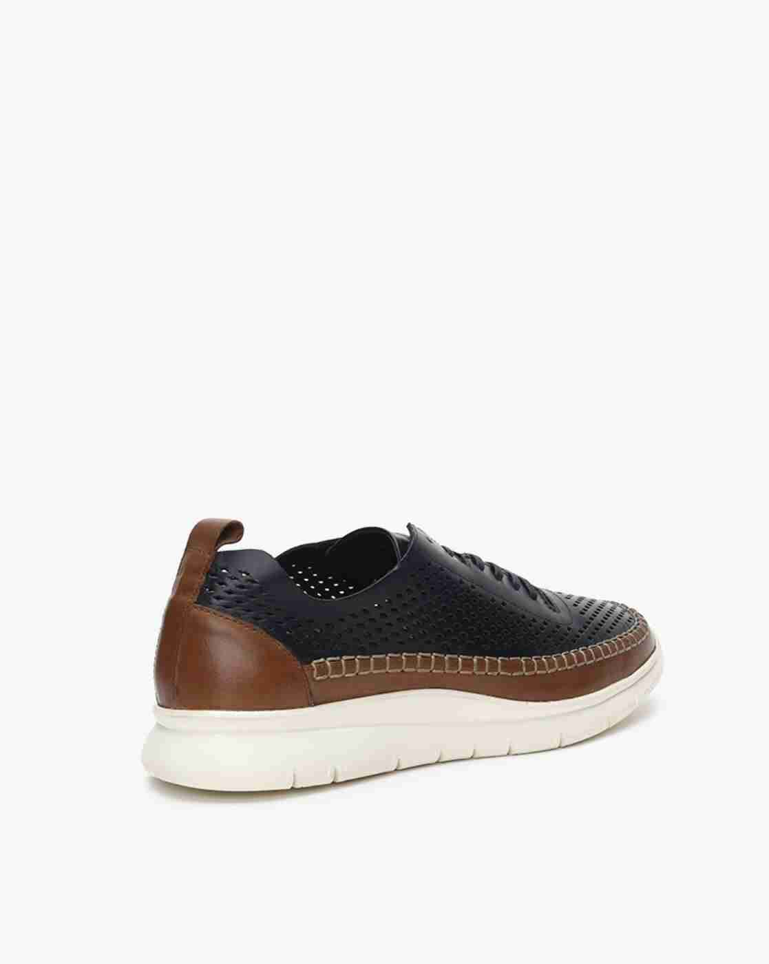 Lee Cooper | Panelled Lace-Up Casual Shoes with Perforations|1
