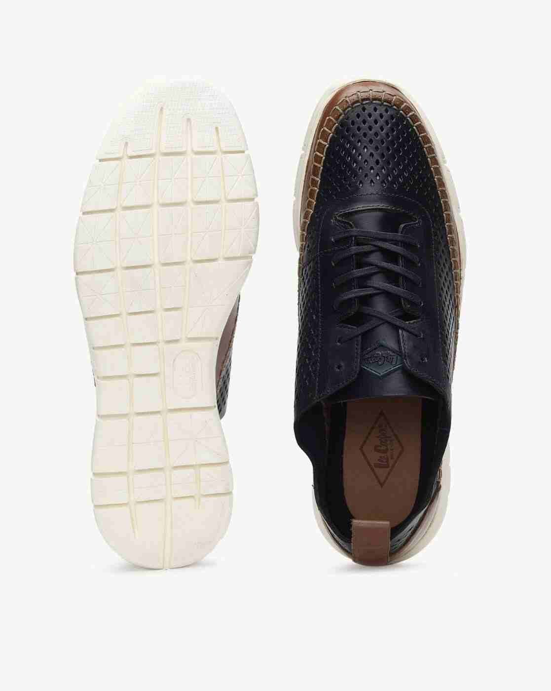 Lee Cooper | Panelled Lace-Up Casual Shoes with Perforations|2
