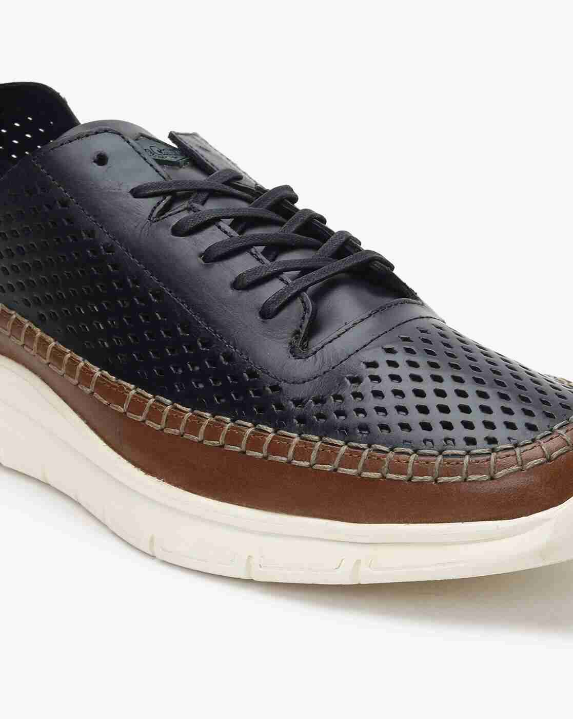 Lee Cooper | Panelled Lace-Up Casual Shoes with Perforations|3