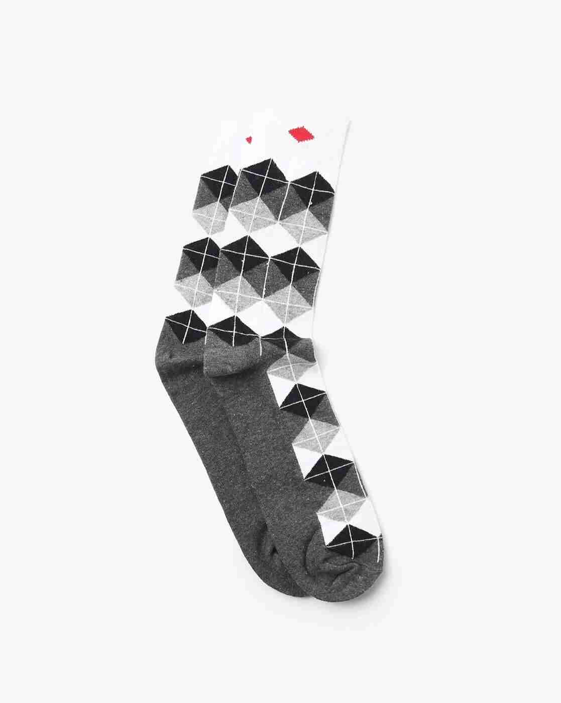 Lee Cooper | Geometric Patterned-Knit Mid-Calf Length Everyday Socks|0