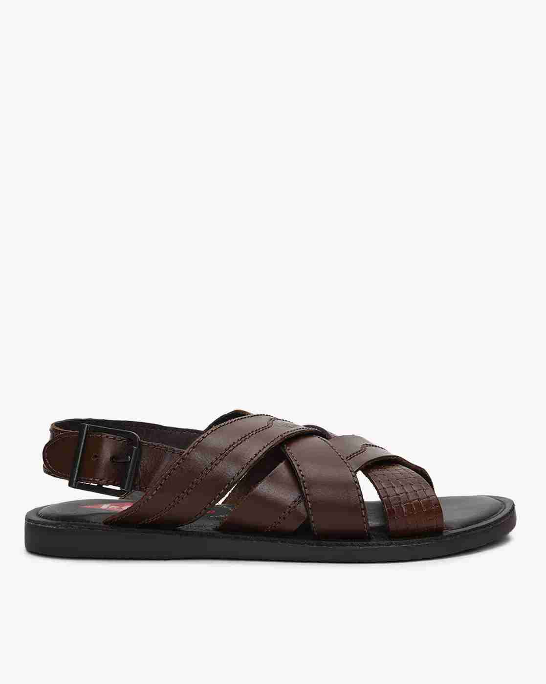 Lee Cooper | Cross-Cross Leather Sandals with Buckle Fastening|0