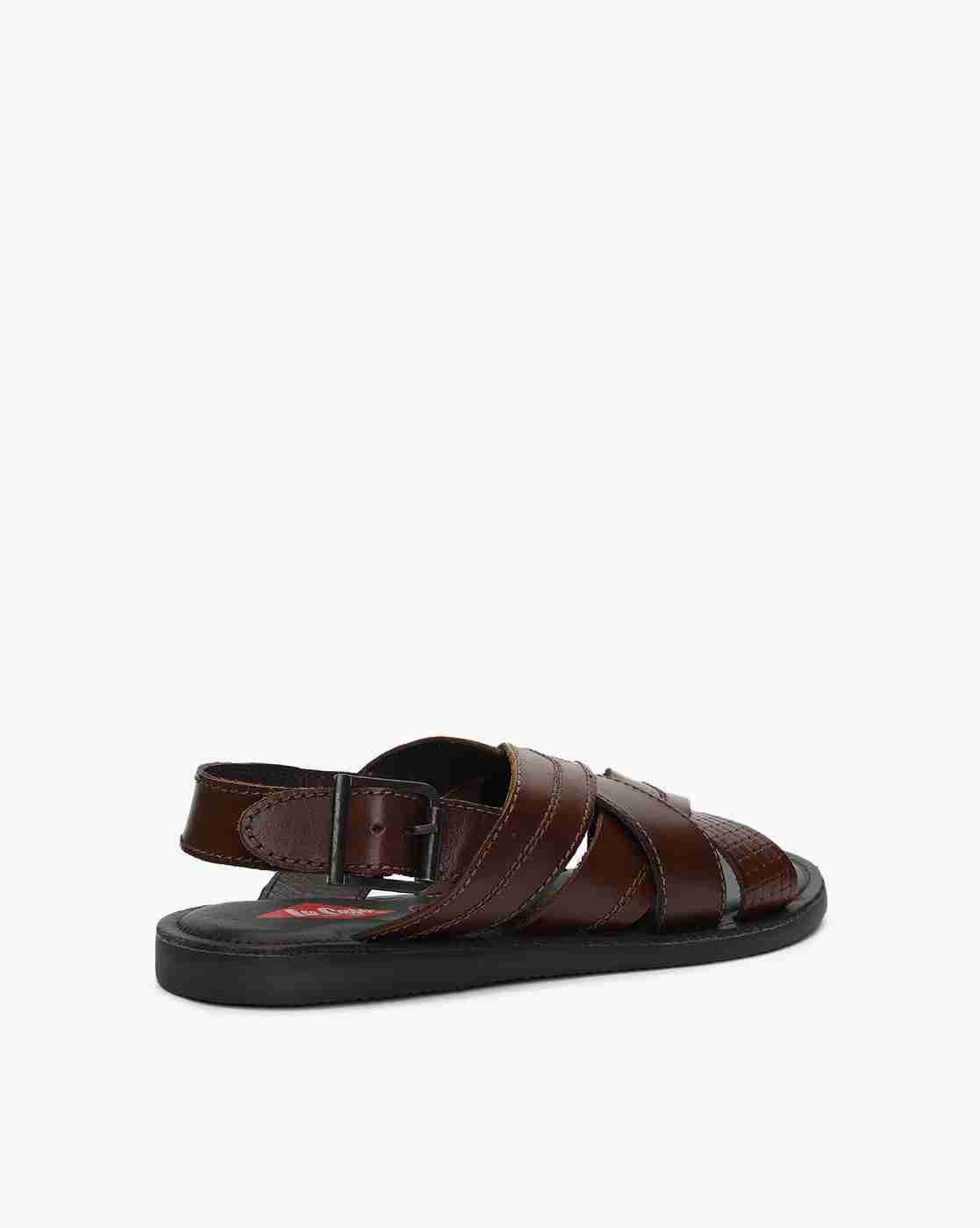 Lee Cooper | Cross-Cross Leather Sandals with Buckle Fastening|1