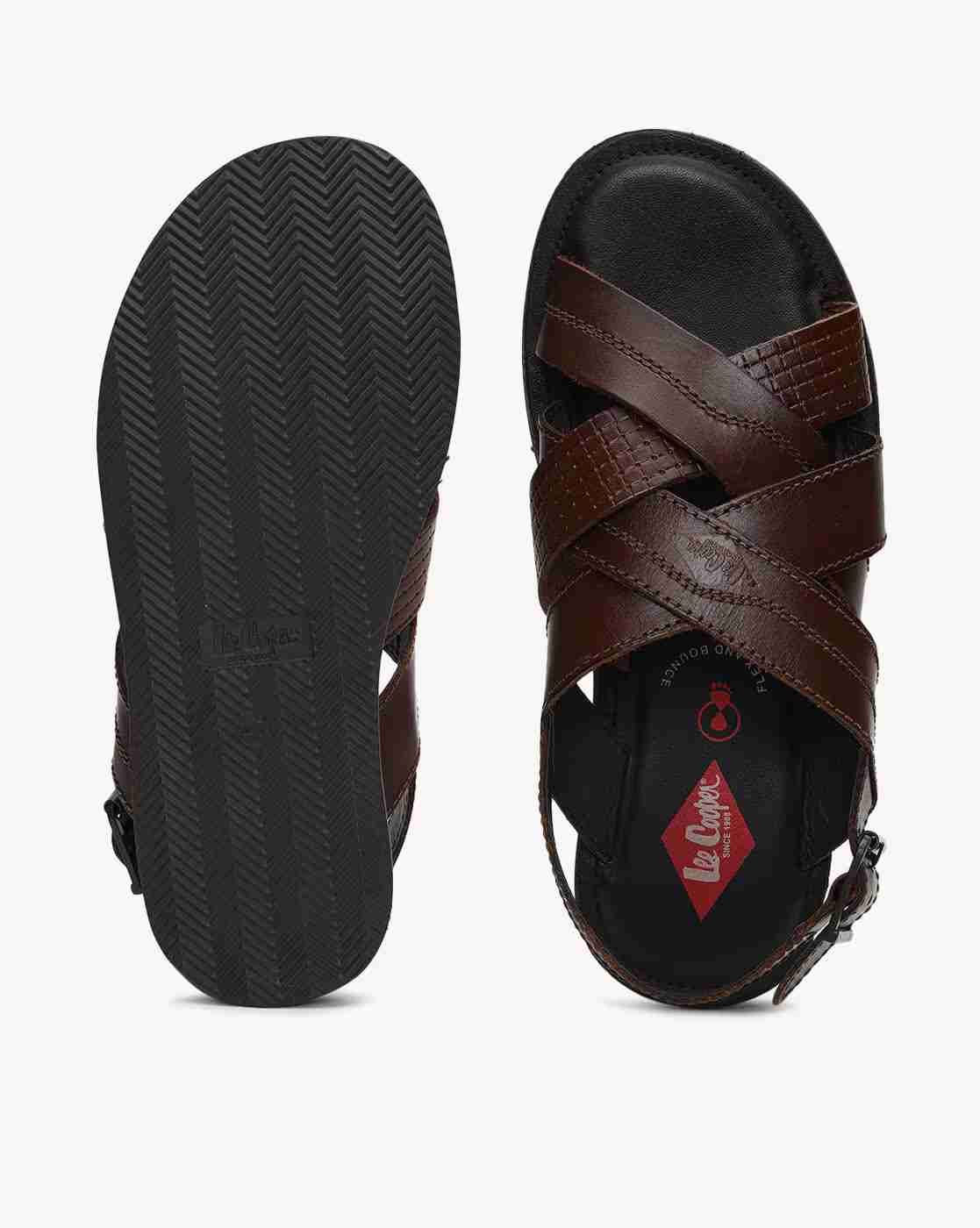 Lee Cooper | Cross-Cross Leather Sandals with Buckle Fastening|2