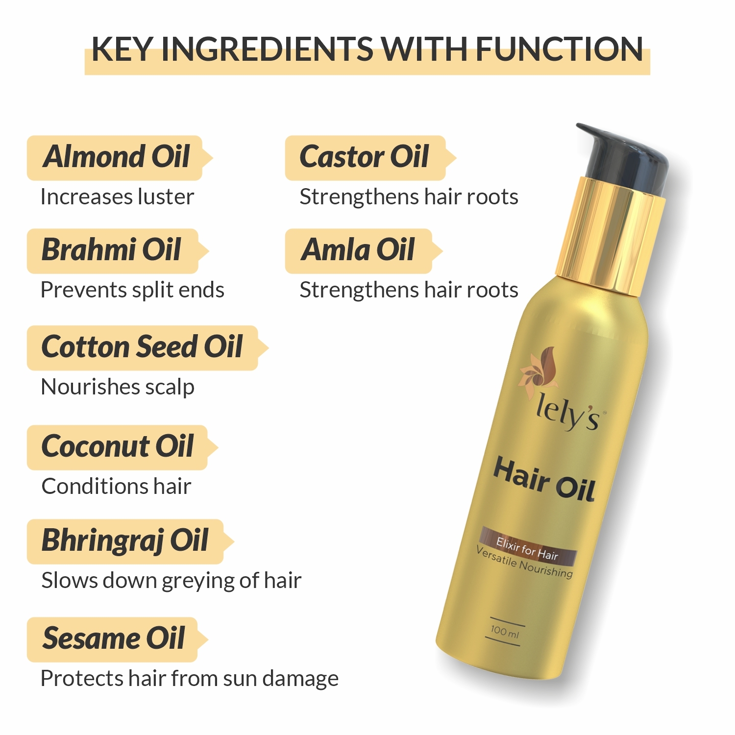 lely's | Lely’s Hair Oil For Hair Growth - Transforms Dry-Brittle Hair Into Silky, Reduces Hair Fall, Shiny And Smooth Hair, Soft And Firm Hair, Repairs Split Ends, Control Hair Damage - 100 Ml 3