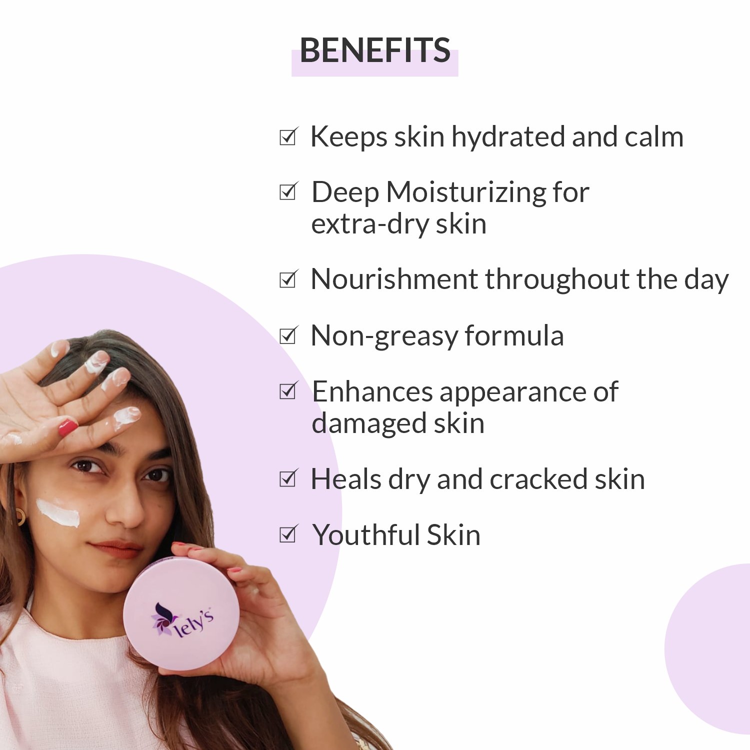Lely’s Replenish skin’s Moisturizer Cream - Moisturizing Skin, Dry To Extra-Dry Skin, Long-Lasting Hydration, Plumpy, And Youthful Skin - 100 Ml