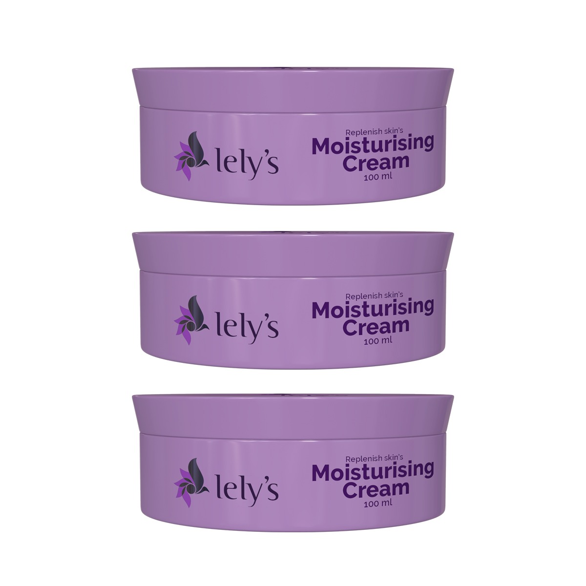 Lely’s Replenish skin’s Moisturizer Cream - Moisturizing Skin, Dry To Extra-Dry Skin, Long-Lasting Hydration, Plumpy, And Youthful Skin - 100 GM Pack of 3