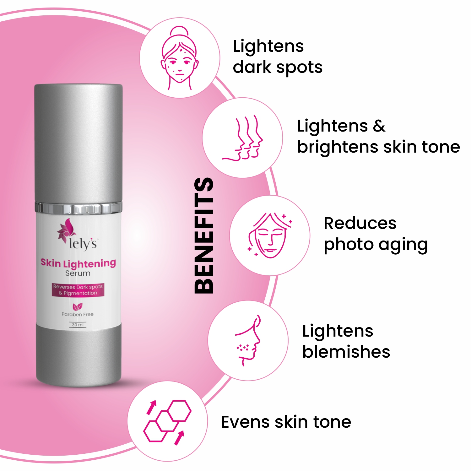 Skin Lightening Serum - Brightening Serum, Skin Lightening Serum For Glowing Skin, Lightens & Brightens Skin Tone, Hyperpigmentation, Melasma, Uneven Skin Tone