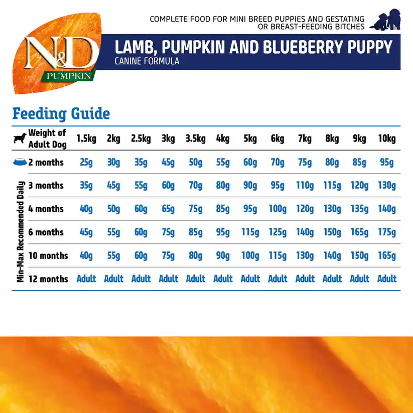 Farmina N&D Dry Dog Food Grain Free Pumpkin Lamb & Blueberry Puppy Mini Breed