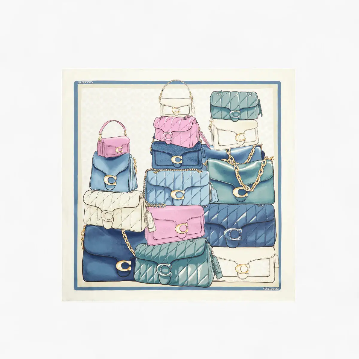 Stacked Tabby Bags Print Silk Square Scarf