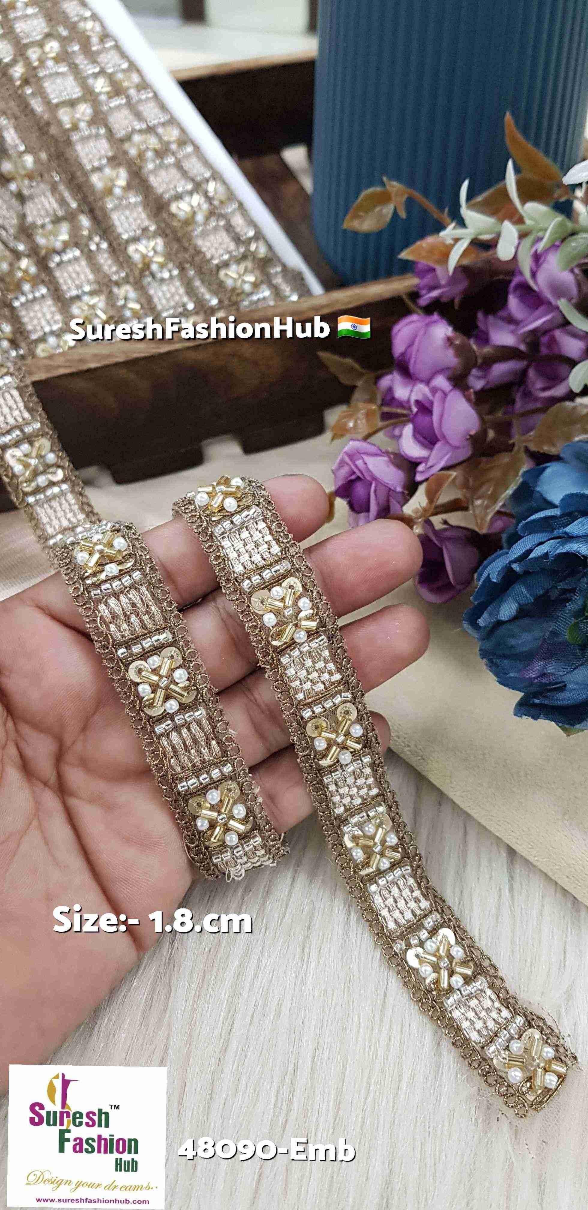 Pearl Elegance Floral Border Lace