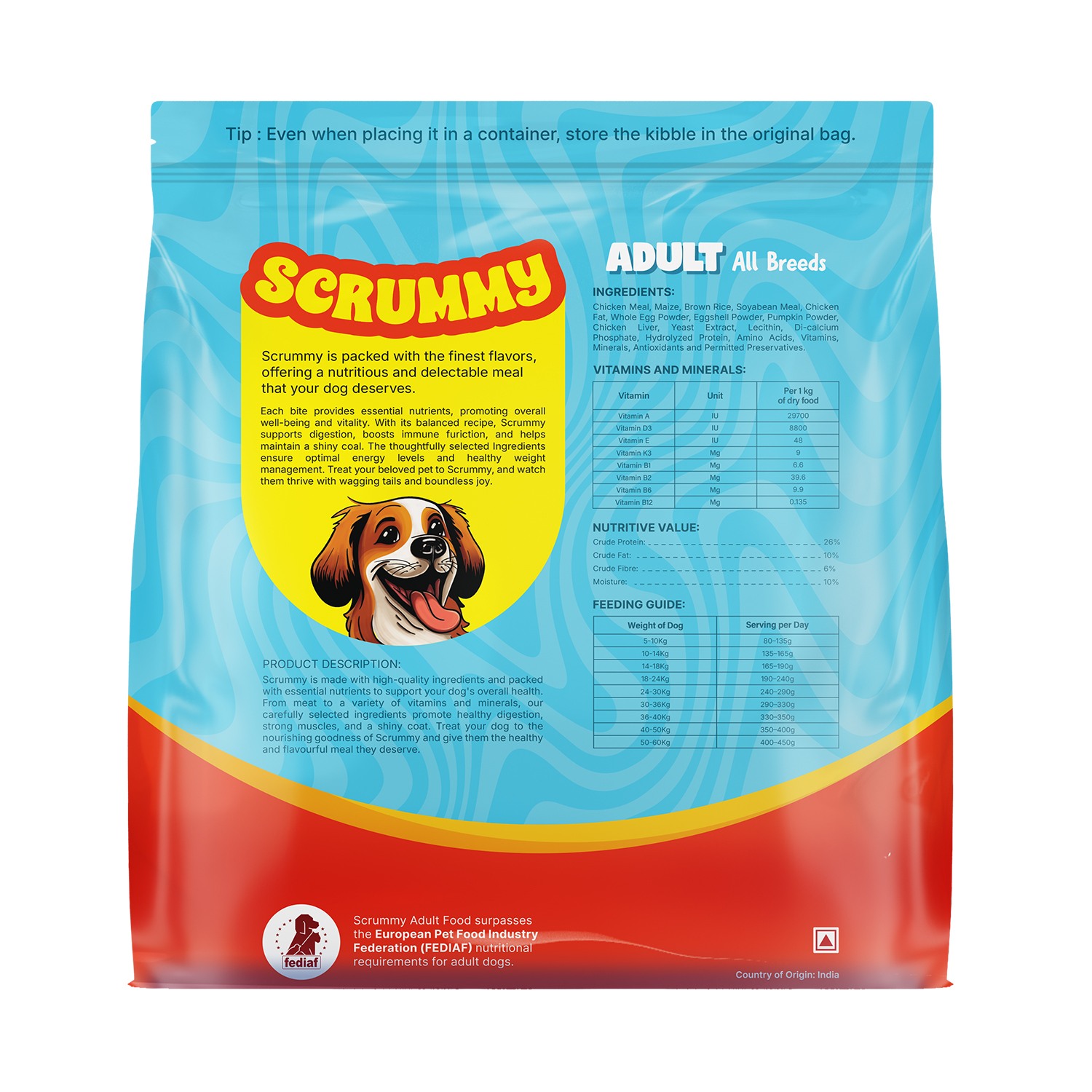 Scrummy Chicken & Eggs Adult All Breeds Kibble Dry Food for Dogs - 1kg
