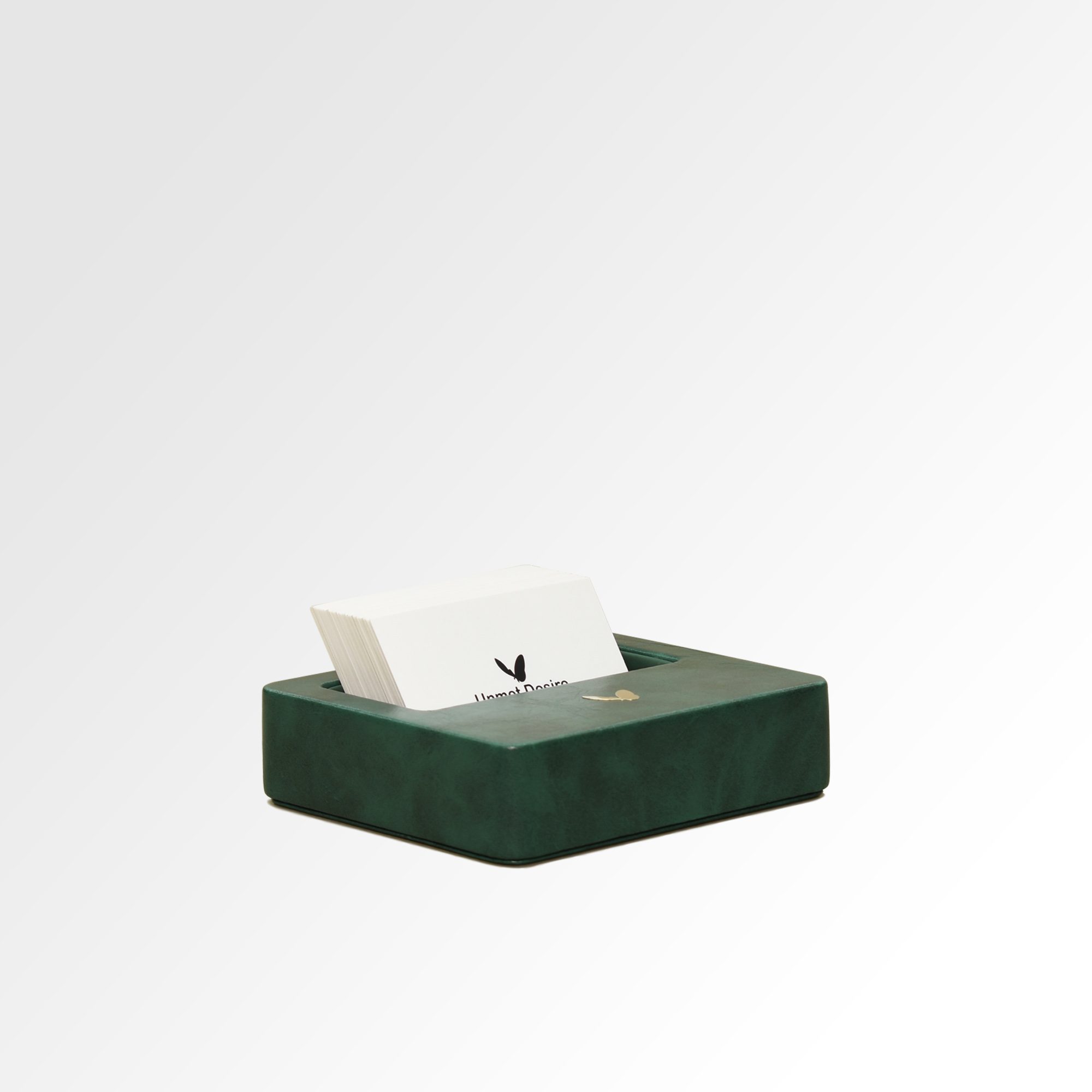 Visiting Card Holder for Desk | Faux Leather | Square | Moderno | Olive Green