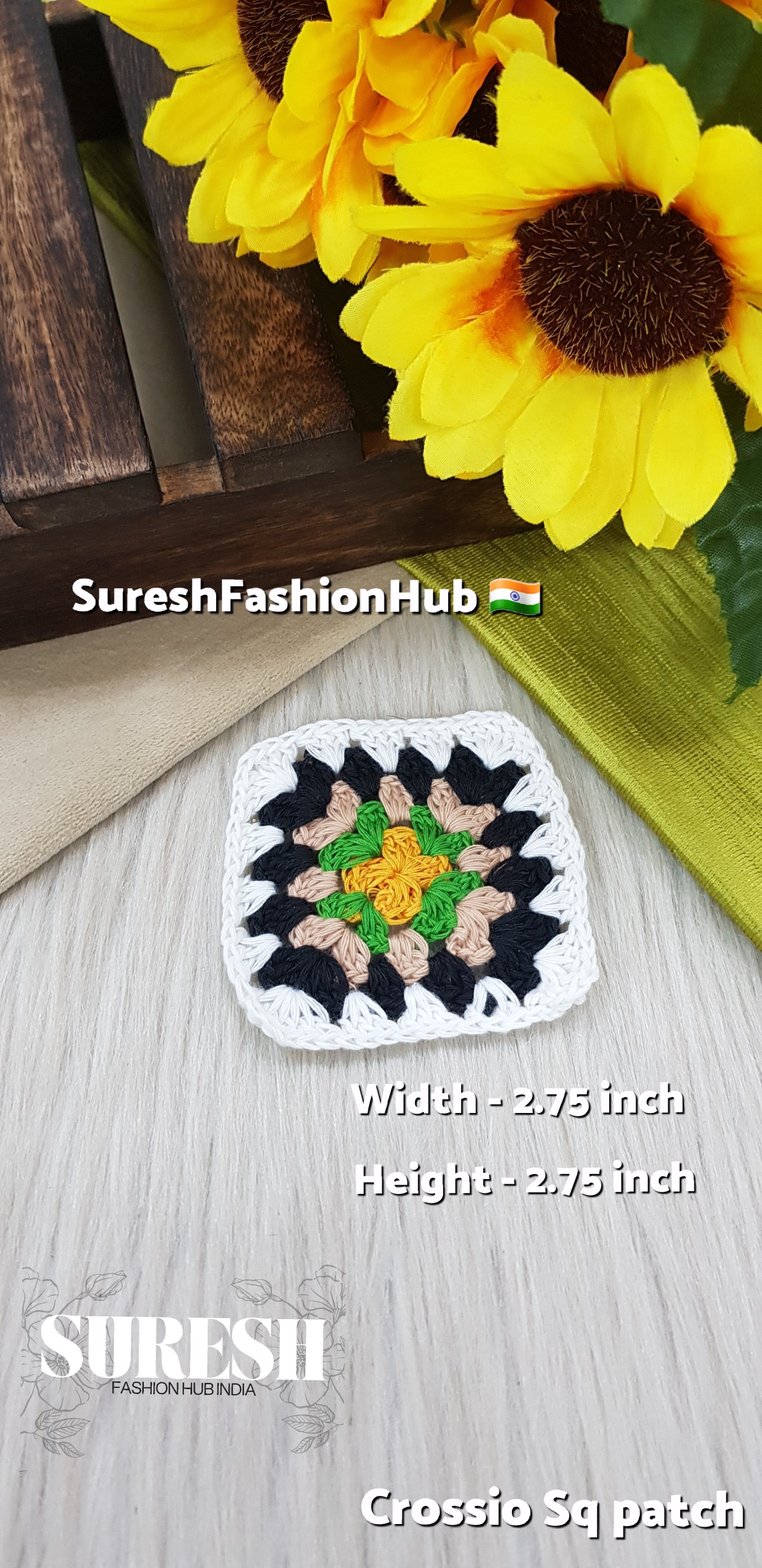 Cr-1 Handmade Crosio Square Patch (White)