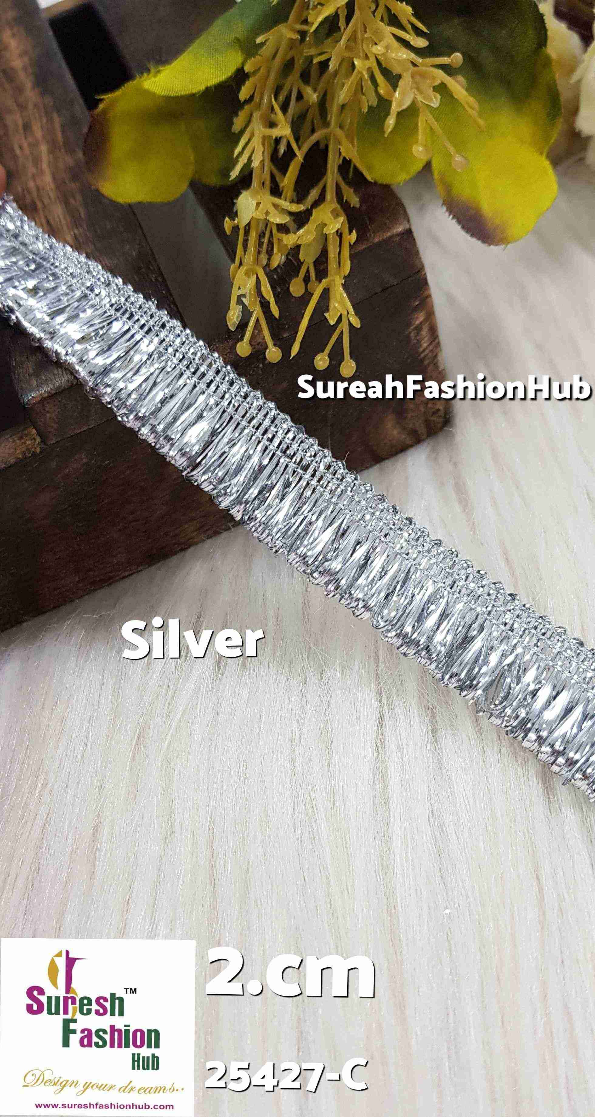 *Silver Badla Fringe Lace*0.50-Inch