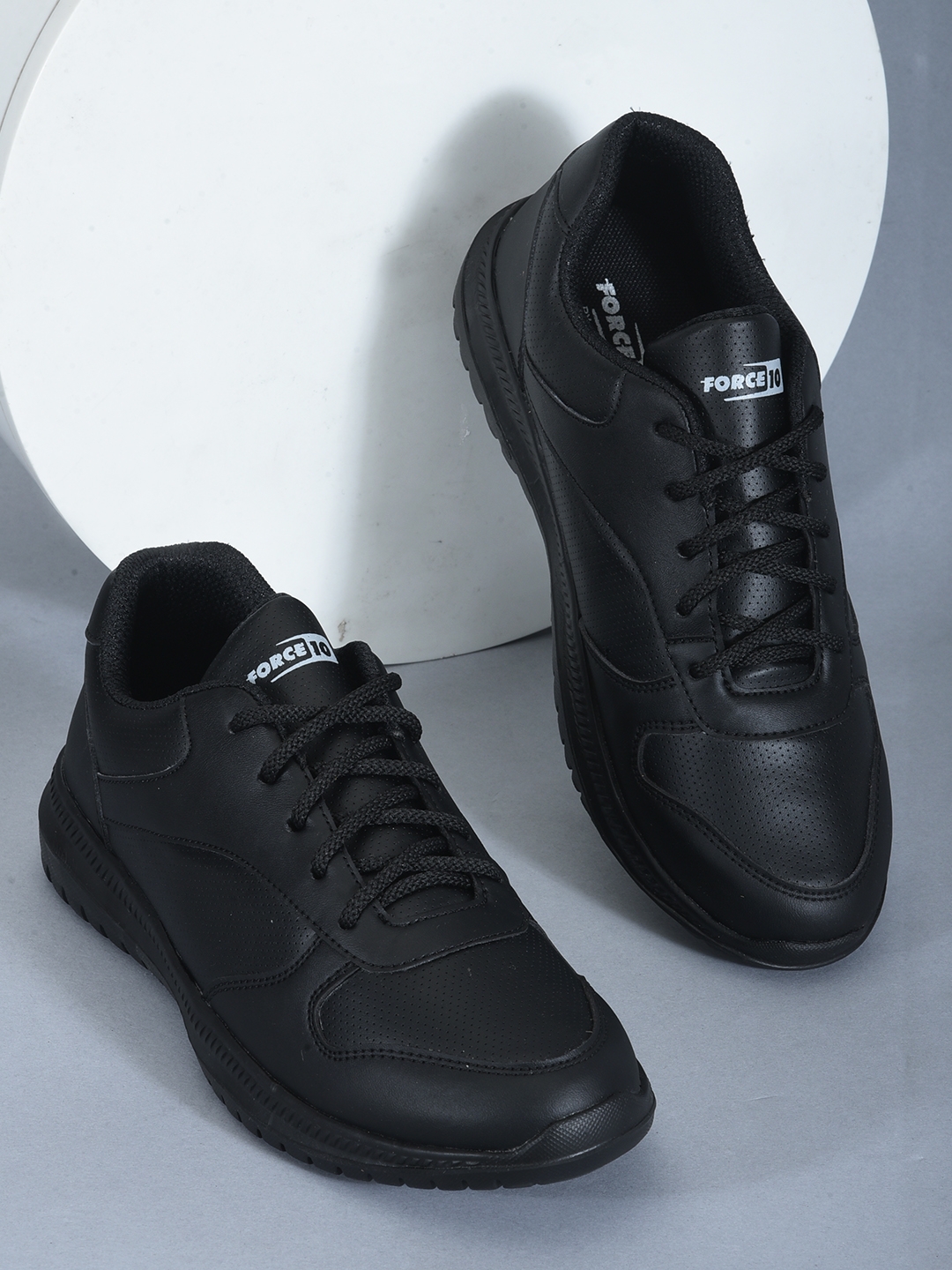 Unisex Force 10  Black PU School Shoes