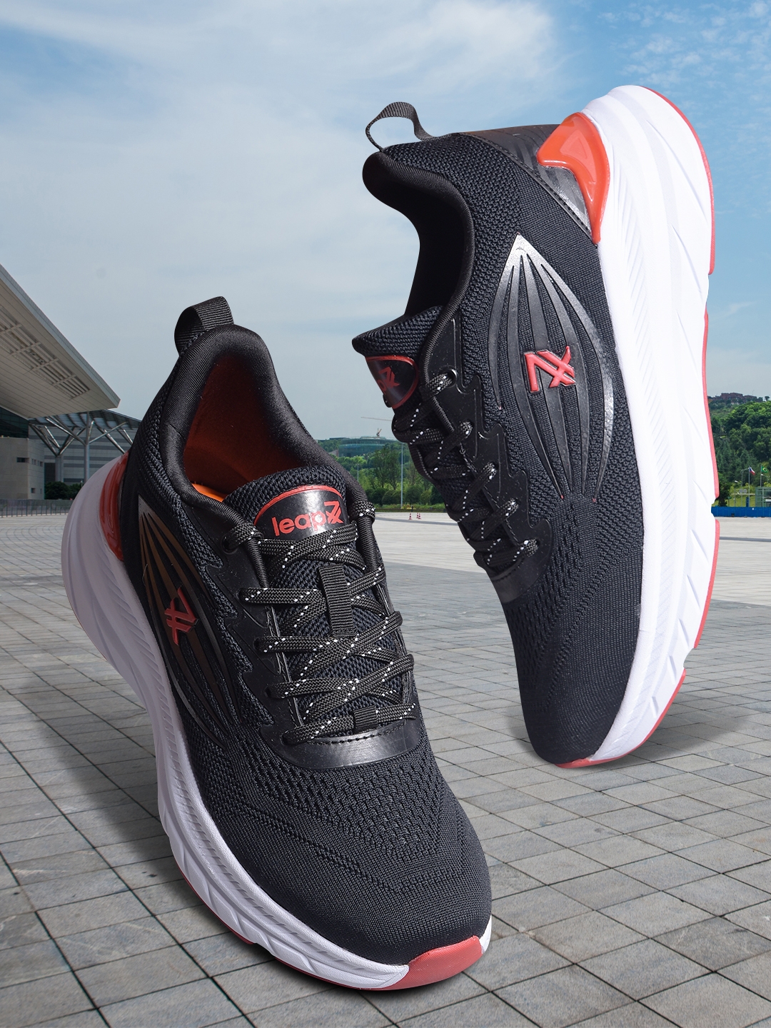 LEAP7X by Liberty RW-02 Black Sports Shoes for Men
