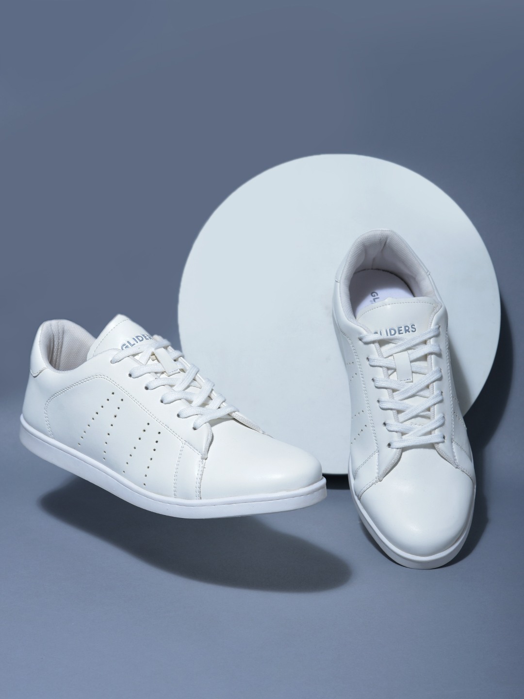 Men's Gliders  White PU Casual Lace-ups