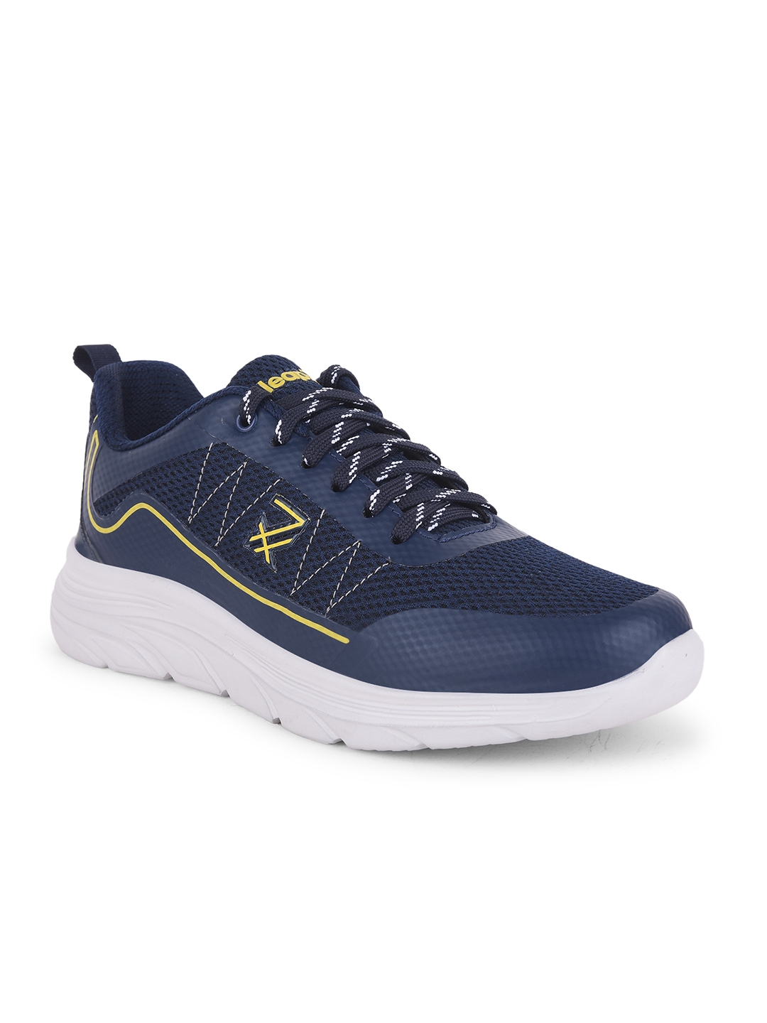 Men's LEAP7X Navy Blue Solid Running Shoes