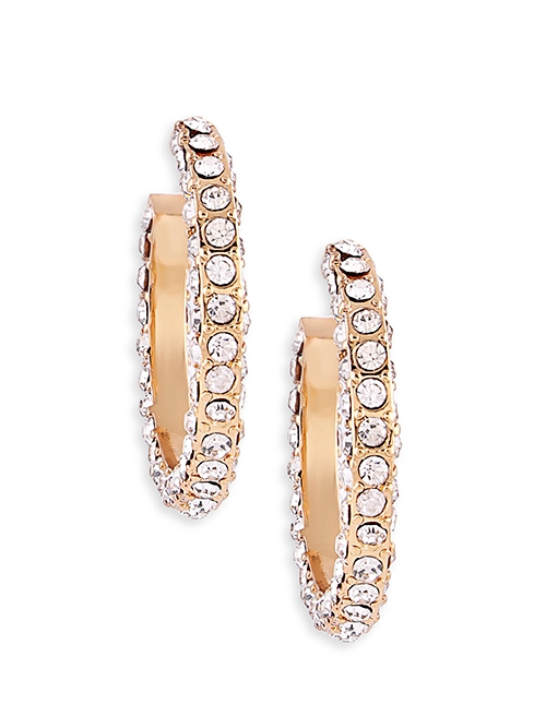 Lilly & sparkle | Lilly & Sparkle Combo Pack Of Set Of 6 Rose Gold Rings And Gold Toned Crystal Studded Hoop Earrings 4