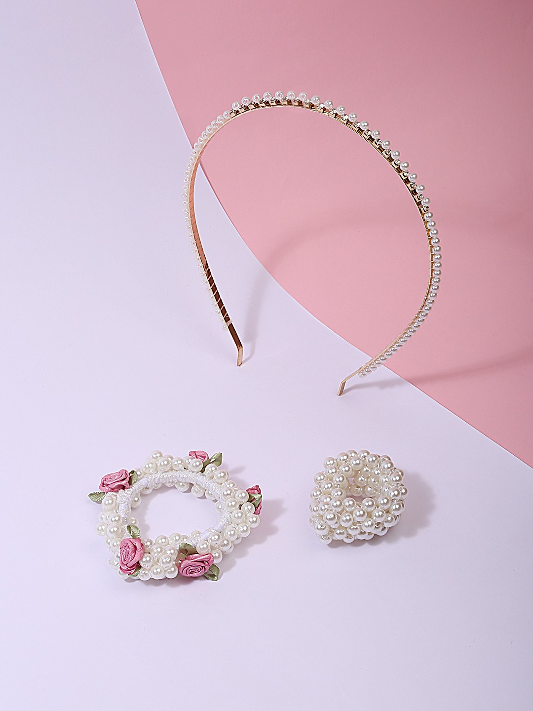 Combo Pack Of Gold Toned Pearl Studded Hair Band With Pearl Studded Combo Pack Of Gold Toned Pearl Studded Hair Band With Pearl Studded