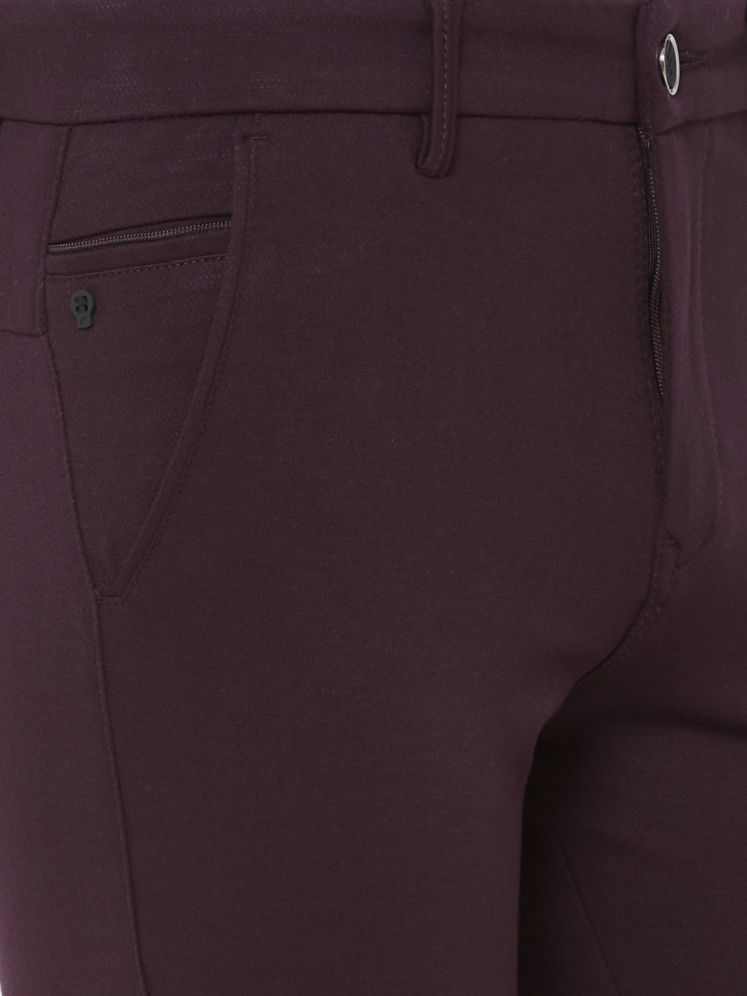 Livewire | Livewire Men's Cotton Lycra Maroon Slim Fit Solid Trouser 5