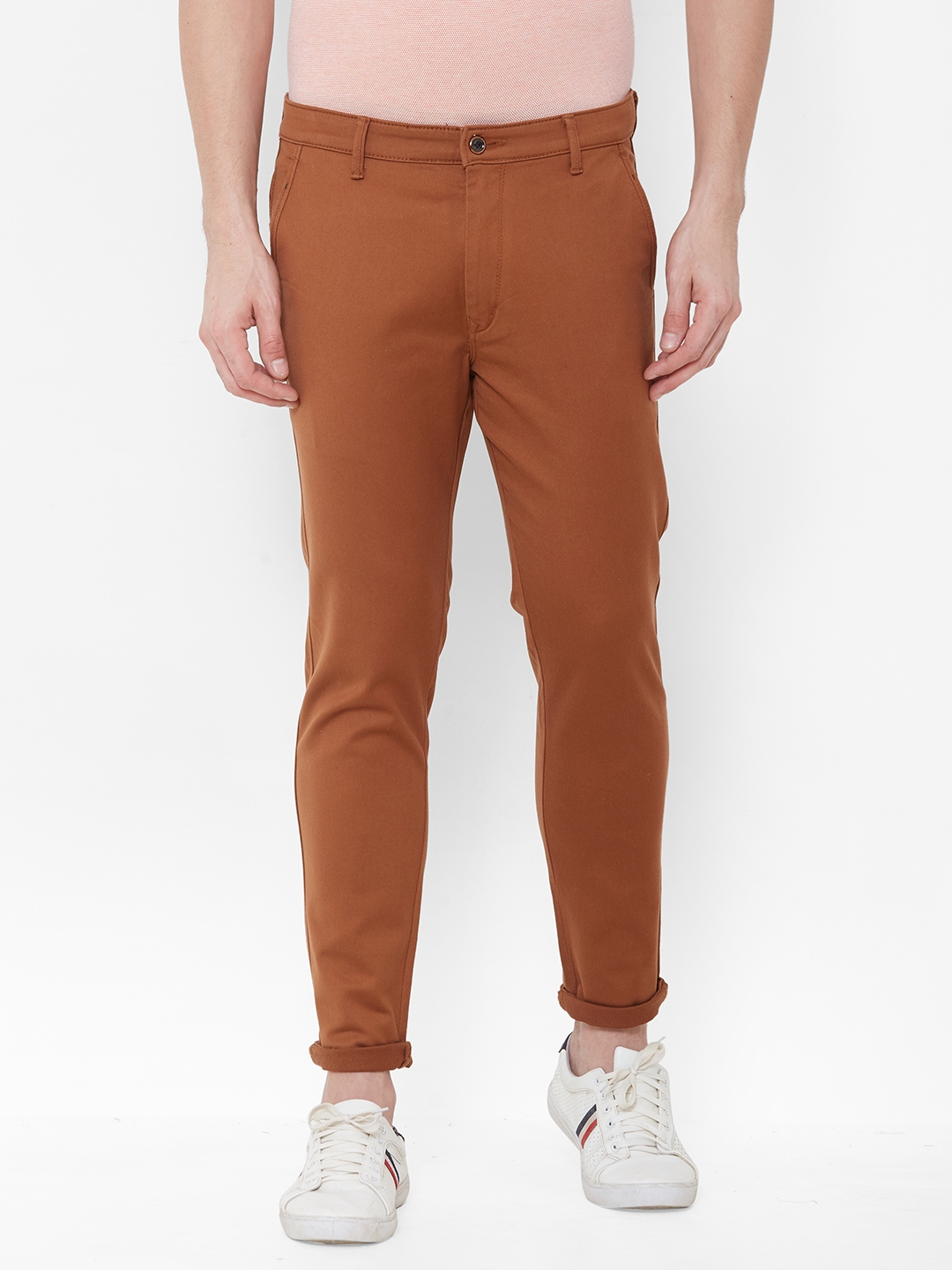 Livewire | Livewire Men's Cotton Lycra Rust Slim Fit Solid Trouser 0