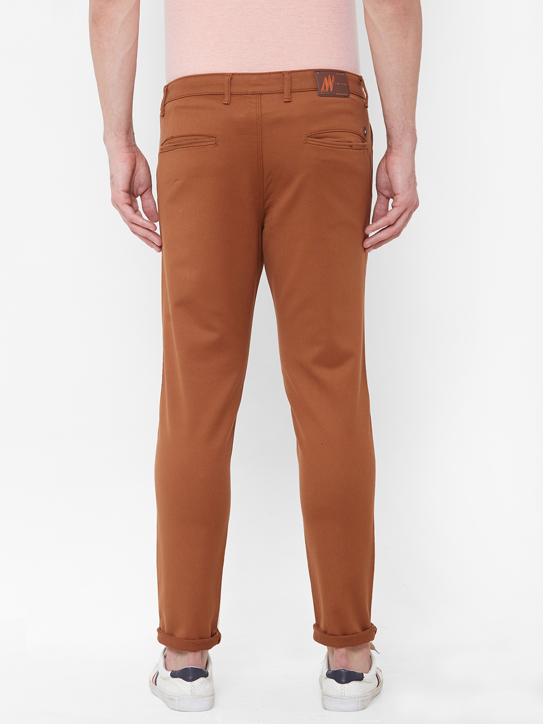 Livewire | Livewire Men's Cotton Lycra Rust Slim Fit Solid Trouser 1