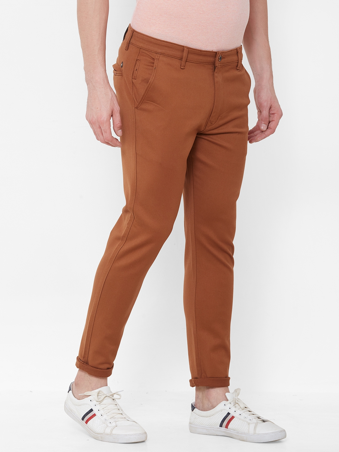 Livewire | Livewire Men's Cotton Lycra Rust Slim Fit Solid Trouser 3