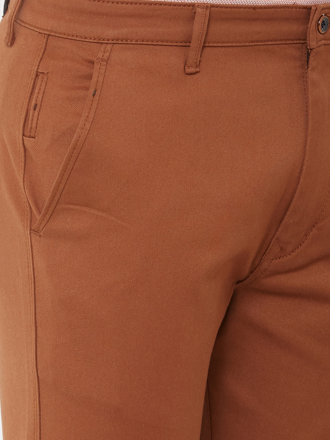 Livewire | Livewire Men's Cotton Lycra Rust Slim Fit Solid Trouser 5