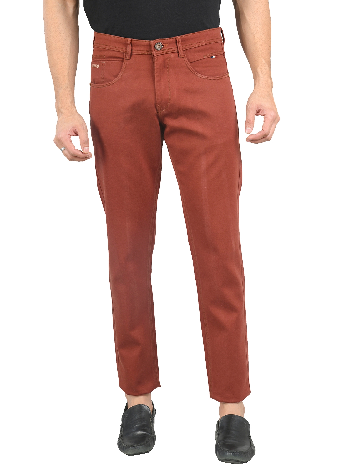 Livewire | Livewire Men's Rust Cotton Lycra Solid Trouser 0
