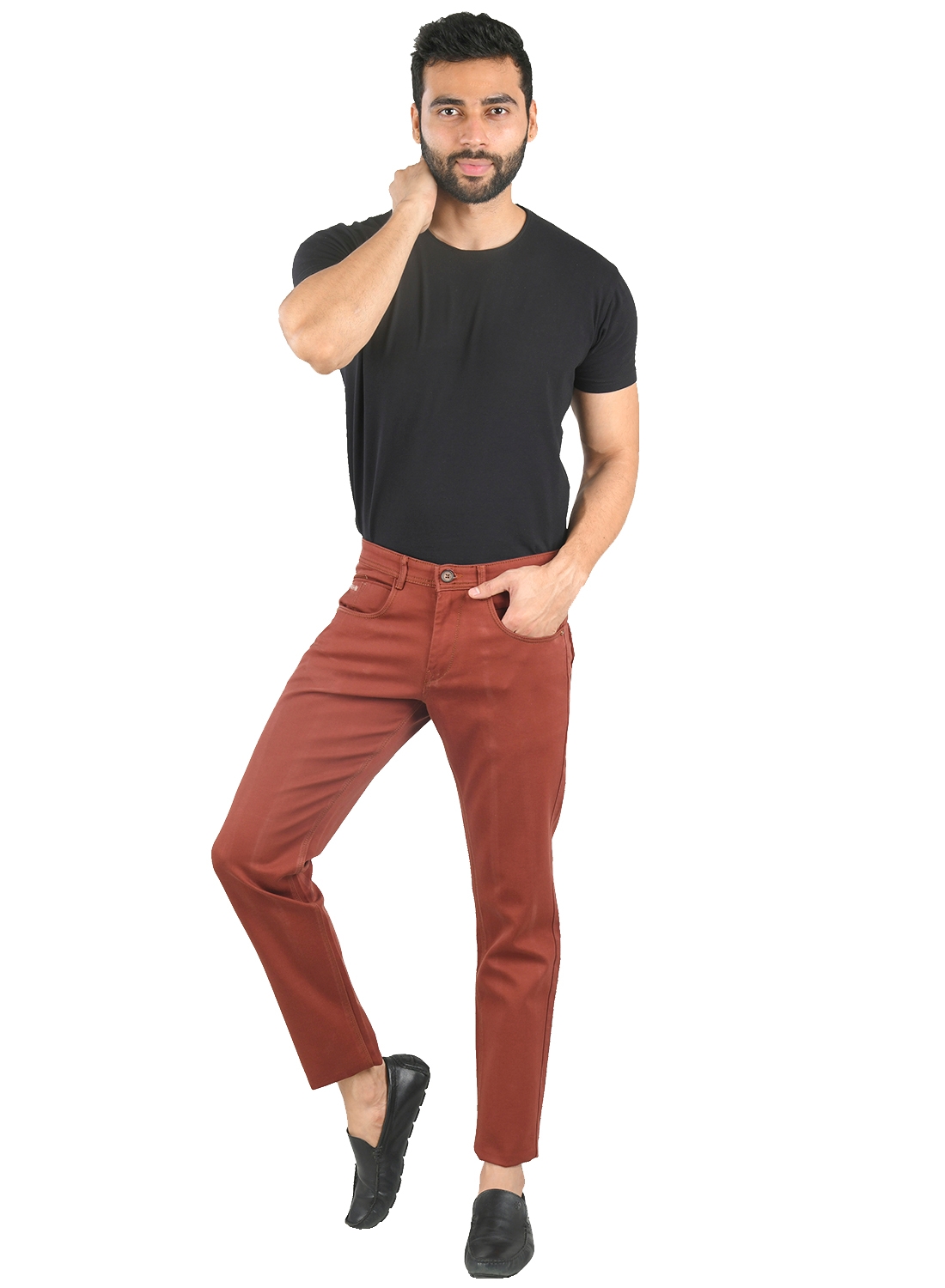Livewire | Livewire Men's Rust Cotton Lycra Solid Trouser 2