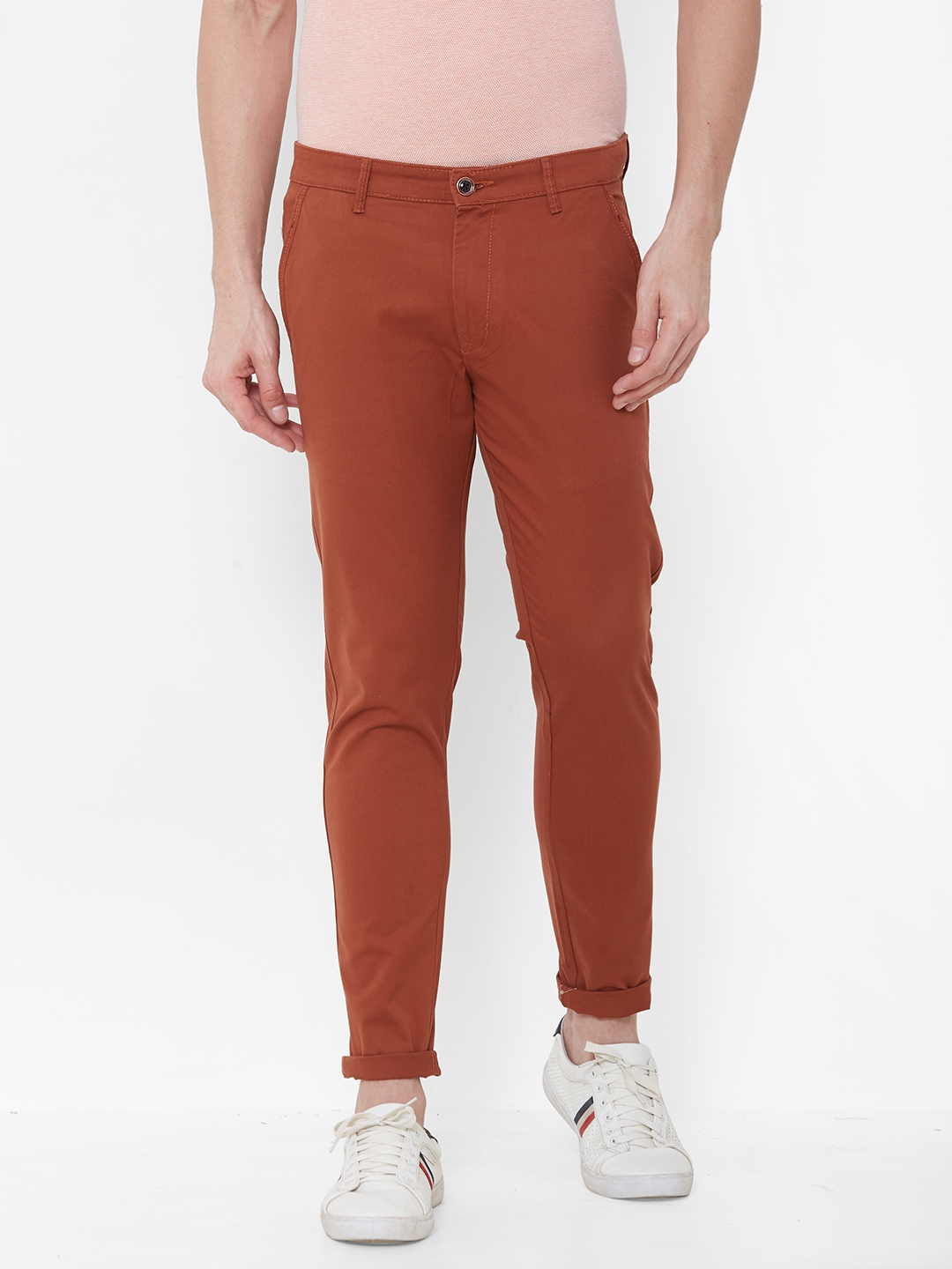 Livewire | Livewire Men's Cotton Lycra Rust Slim Fit Solid Trouser 0