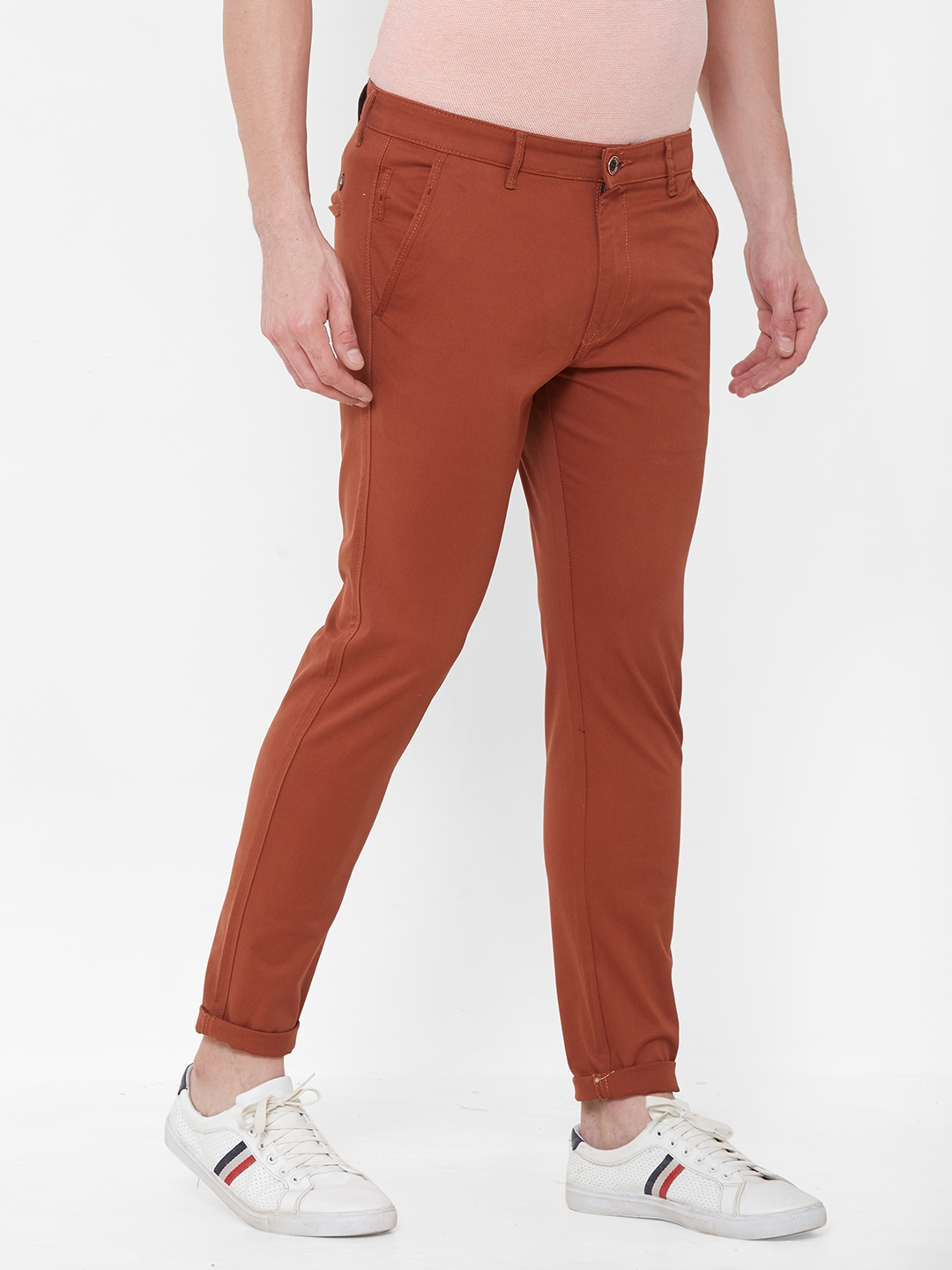 Livewire | Livewire Men's Cotton Lycra Rust Slim Fit Solid Trouser 3