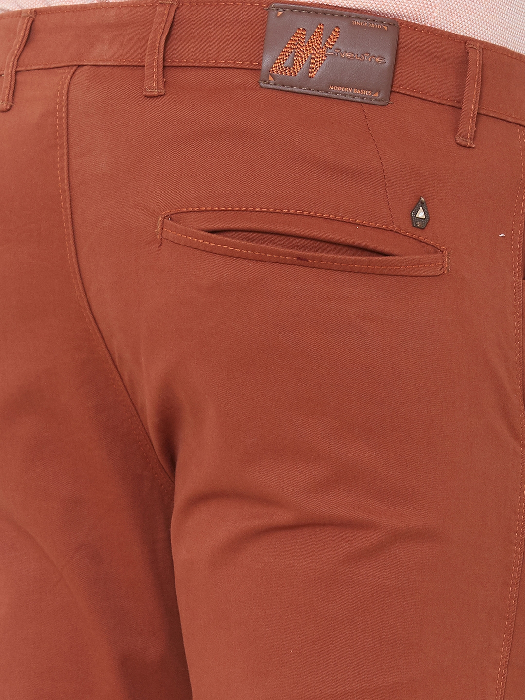 Livewire | Livewire Men's Cotton Lycra Rust Slim Fit Solid Trouser 6