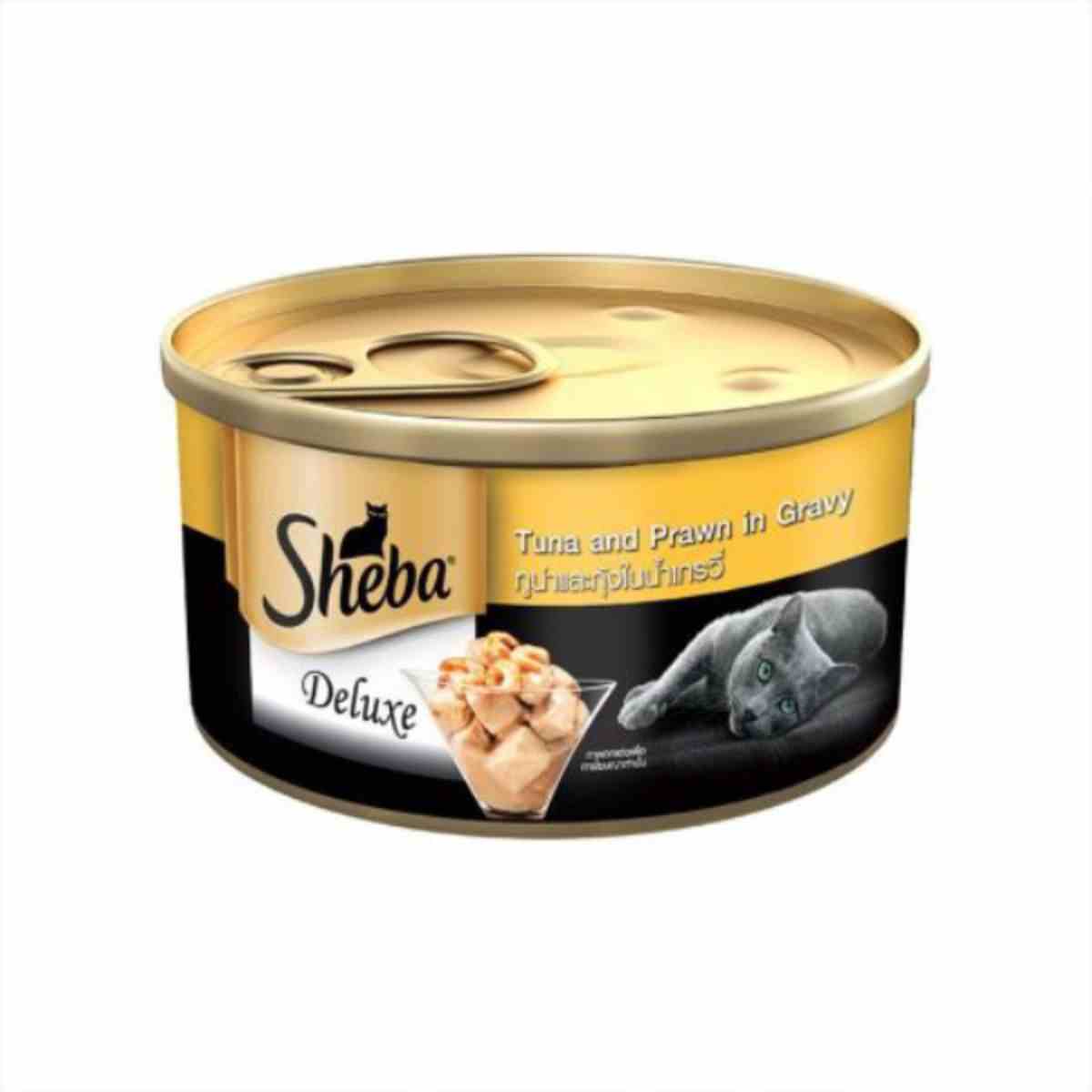 Sheba Delux Tuna Fillet And Whole Prawns In Gravy Premium Canned Wet Cat Food - 85 gm