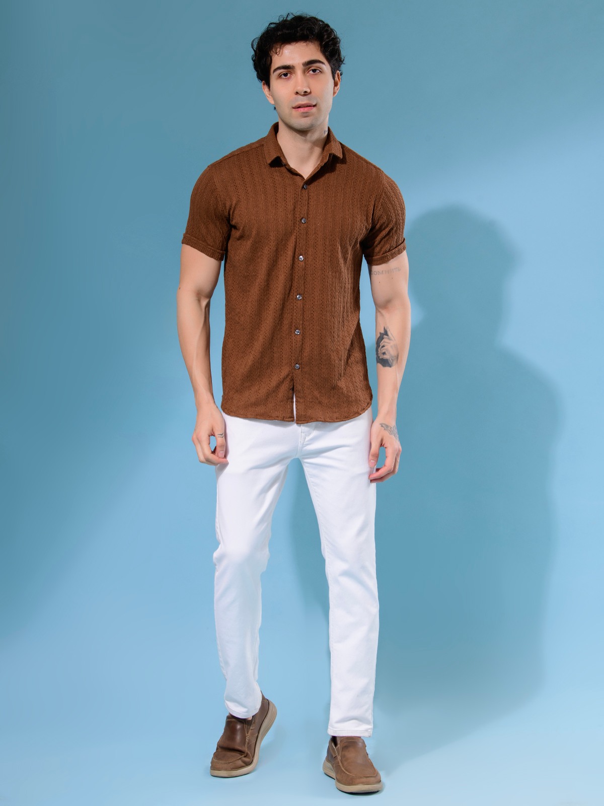 ALBION MENS OLDGARAGE 3 (BROWN) SHIRT