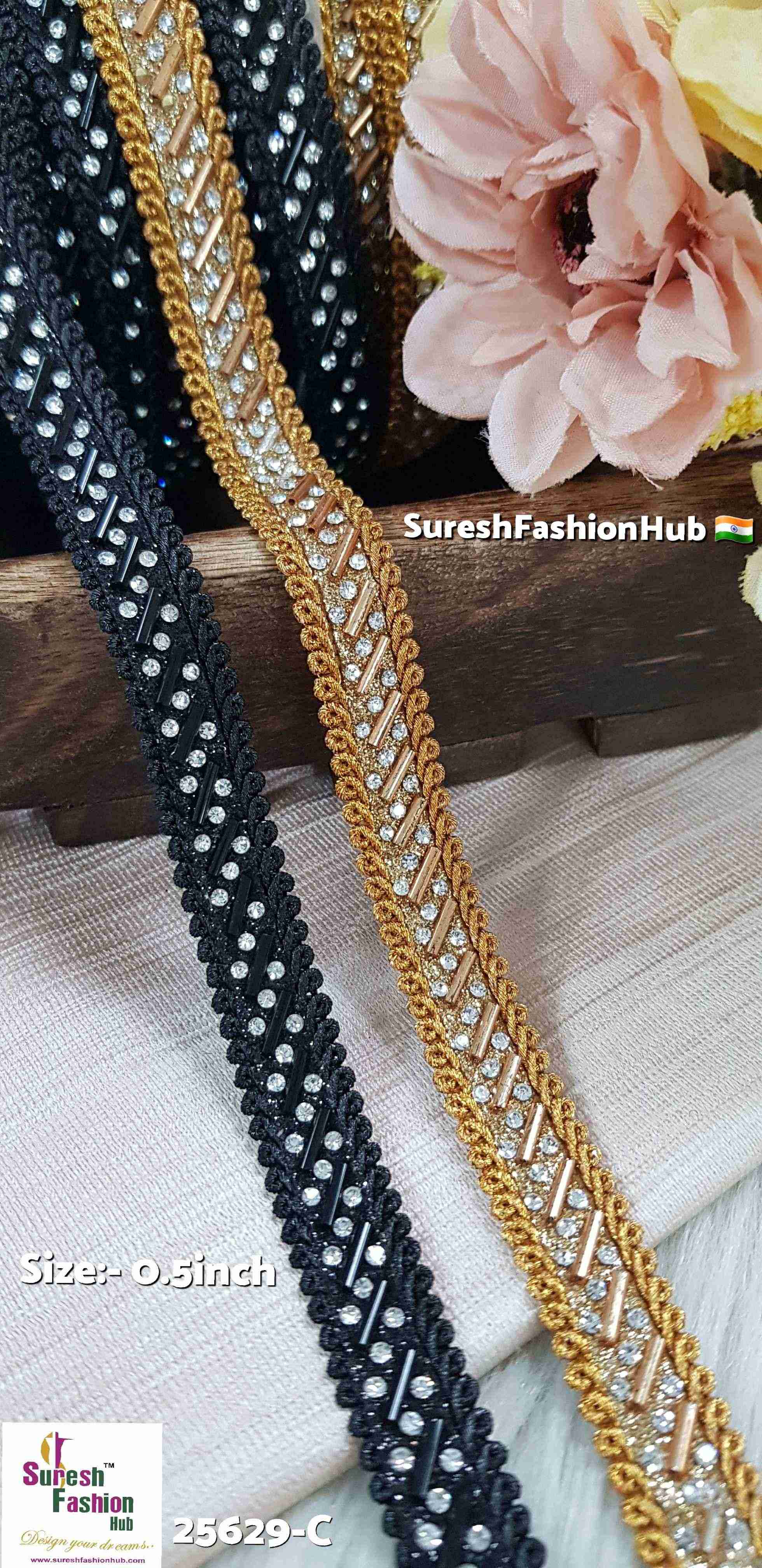  Black Kaddhana Diamond Jhalar Lace