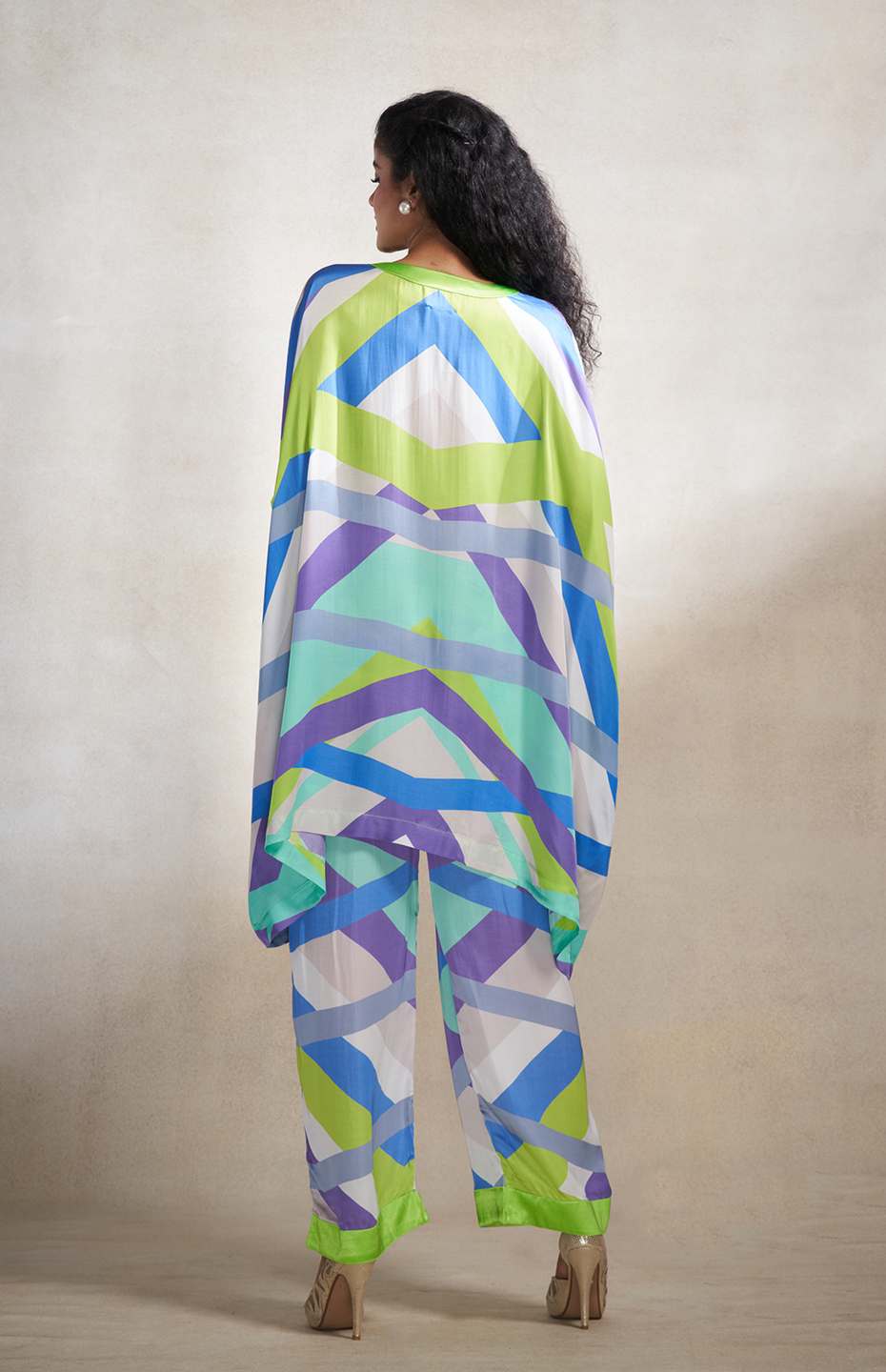 Green & Grey Abstract Poncho Kurta