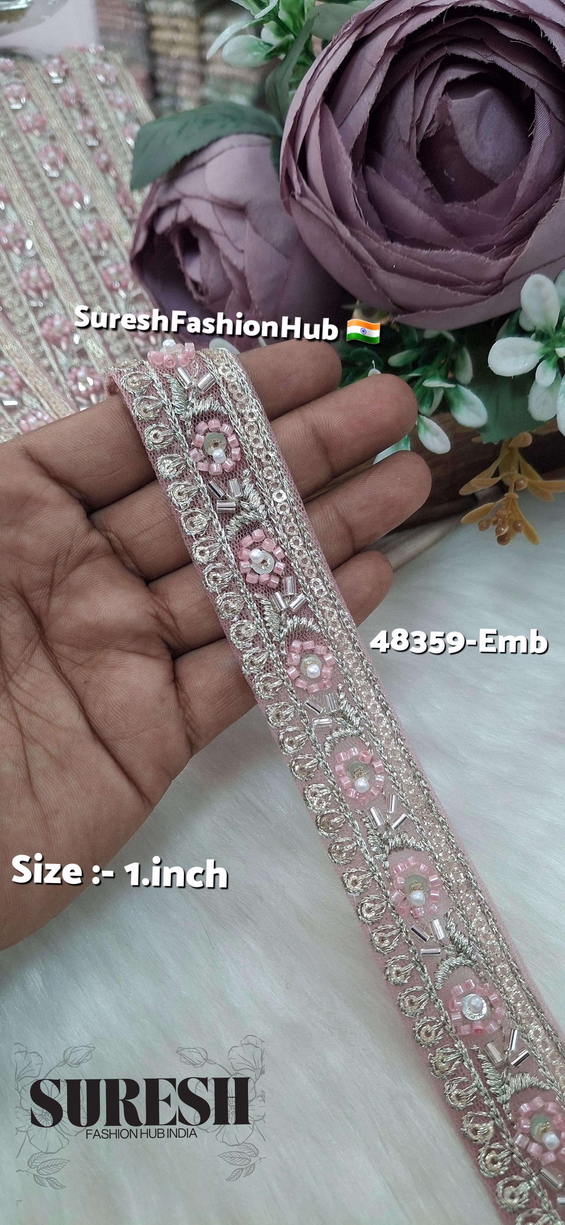 Beaded Floral Charm Net Embroidered Lace