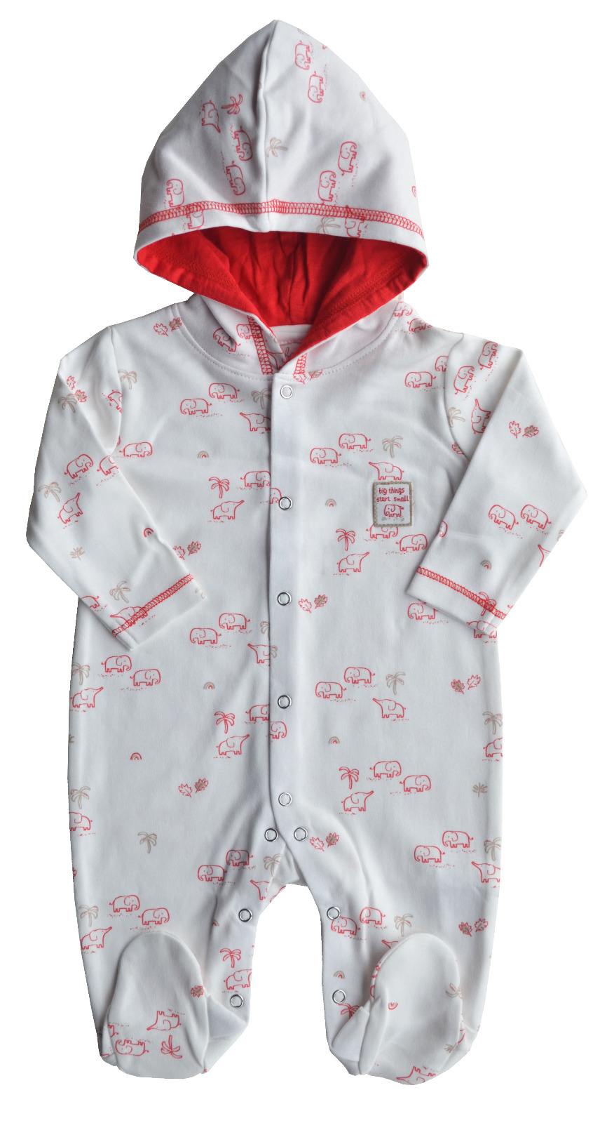 Baby's Full Romper/Sleeper with feet and hood,Color-White/Red