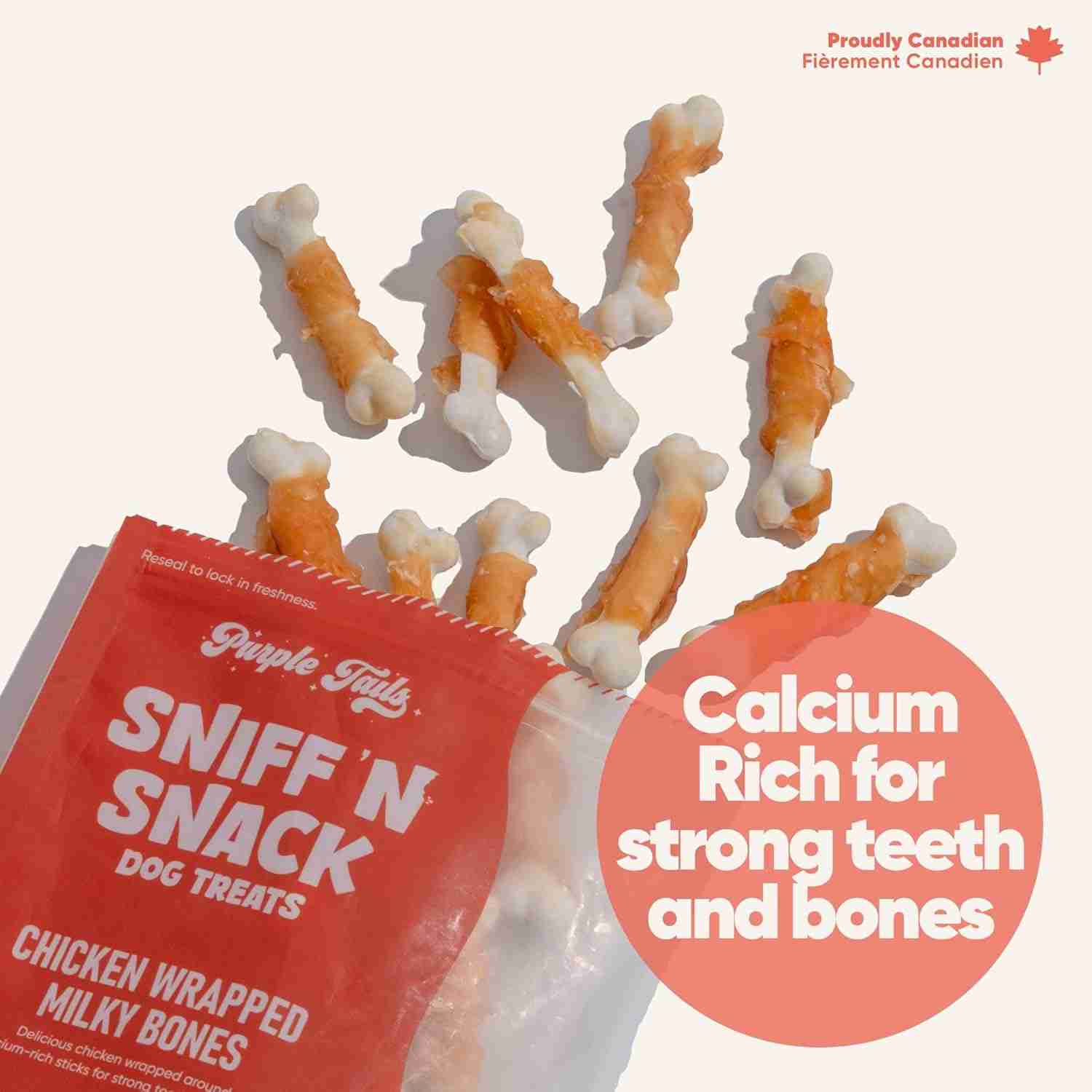 Purple Tails Sniff N Snack Chicken Wrapped Milky Bones Dog Treat, 70 g